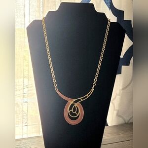 MONET Rare Vintage gold tone and pink enamel necklace